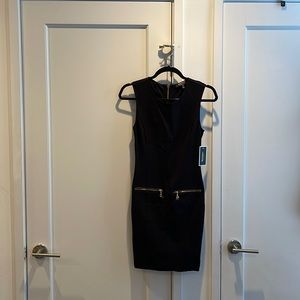 NWT: Juicy Couture XS black back-zip bodycon dress with gold details